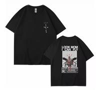 DPMTBD Crew Neck Tees Men's T-Shirts Travis Tshirt Hip Hop Scott Top Short Sleeve Loose Fan Clothing-Black||l