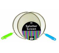 DPNY 2 x 28cm Splatter Guard Set Frying Pan Anti Splash Screen Cover Mesh Metal Wired with random Coloured Handle