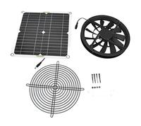 Dpofirs 10in 100W Solar Powered Fan Kit, Waterproof Solar Panel, Round Ventilation Case, Exhaust Fan, Portable Ventilator, for Household Chicken Coop Greenhouse Shed