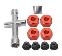 Dpofirs 12mm Wheel Hex Hub Adapter, 7mm Thick M4 Flange Lock Nuts and Cross Wrench Upgrade Set for 1/10 RC Cars (Red)