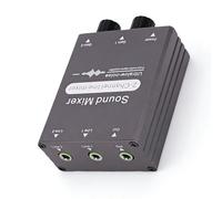 Dpofirs 2 Channel Stereo Audio Mixer, 3.5mm Support 2 In 1 Out, Mini Stereo Sound Mixer, for PC, TVs, Smartphones, Laptops & Projectors, Dual Knob Design