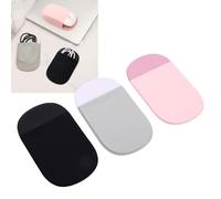 Dpofirs 3Pcs Stick On Mouse Pouch for Laptop, Oval Shaped Self Adhesive Mouse Holder for Wireless Mouse Hard Disk USB Flash Drive, Black Silver Roseate