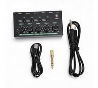 Dpofirs 4 Channel Sound Mixer, Professional Portable Mixer with Low Noise 4 Input and Rechargeable 2000mAh Battery for Home Studio Recording Live Streaming Podcast (Black)