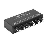 Dpofirs 4 Channel Stereo Line Mixer, 5x Line Amplifier, Wide Compatibility for Electronic Instruments, Speakers, Drums