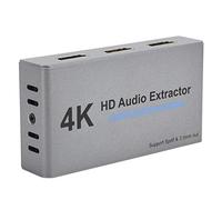 Dpofirs 4k 60Hz Extractor, Supports the Distribution of Source to 2 Displays, for Laptops, Computers, Amplifiers, Headphones, TVs, Etc