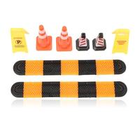 Dpofirs 4Pcs Simulated Traffic Cones, 2Pcs Speed Bumps, 2Pcs Warning Signs, for 1/18 1/24 Scale Climbing Car Models