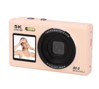 Dpofirs 5K 80MP Dual Screen Camera for Teens & Beginners | 18X Zoom & WiFi with 64GB Card, 1.5+2.8in UHD Screens, Webcam Function for Vlogging Travel Selfies (Pink)