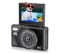 Dpofirs 64MP Digital Camera, 4K Vlogging Camera, Auto Focus Camera with 18X Zoom, Compact Small Camera with 3 Inch Flip Screen, Small Camera for Boys Girls, for Photography Video, Black