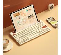 Dpofirs 79 Keys Wireless Bluetooth Keyboard for Laptops, Tablets, Smartphones, Low Noise Quiet Compact Keyboard for Bussiness, Travel, Study, Up to 3 Devices (Milk Coffee Color)