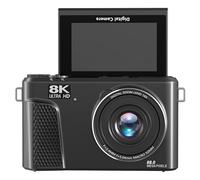 Dpofirs 8K Digital Camera for Photography, 88MP WiFi Vlogging Camera, 18X Digital Zoom, with 3 Inch 180 Degree Flip Screen, with Lens Cap, Video Cameras, for Beginner (Black)