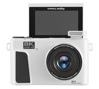 Dpofirs 8K Digital Camera for Photography, 88MP WiFi Vlogging Camera, 18X Digital Zoom, with 3 Inch 180 Degree Flip Screen, with Lens Cap, Video Cameras, for Beginner (White)
