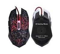 Dpofirs A70 Professional Wired Gaming Mouse, Universal USB Optical Gaming Mouse with Colorful Breathing LED Light, Ergonomic 6 Button Mouse, DPI 800-2000 Adjustable, PC Mouse(Black)