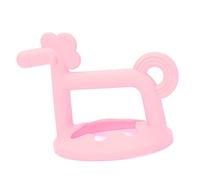 Dpofirs Baby Soft Silicone Horse Shape Chewable Teether Ring for Newborns, BPA Free for Increased Saliva Secretion (Pink)