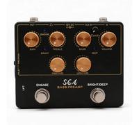 Dpofirs Bass Preamp Pedal, 18V Studio DI Box with 4 Band EQ Headphone Output Aux In for Bass Guitar Effects