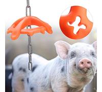 Dpofirs Bite Toy, Plastic Chew Toy for Piglets with Metal Hanging Chain, Veterinary Farm Animal Enrichment, Chew Plate and Chain Included