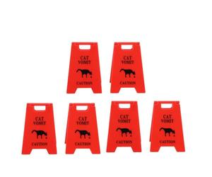 Dpofirs Cat Vomit Caution Signs, Funny Warning Sign for Pets with Clear Indication, Plastic Cat Vomit Sign for Indoor Use, Set of 6 (Red)