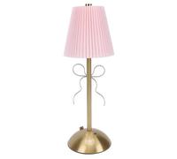 Dpofirs Cute Bow Table Lamp, with Fabric Shade, Decorative Bedside Lighting, Rechargeable LED Bow Lamp, for Desk, Bedroom, Home, Hotel (Pink)