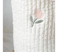 Dpofirs Cute Embroidery Pure Cotton Bucket Shape Diaper Caddy Organizer Baby Bottle Storage Bag Large Capacity Wear for Stroller, Easy to Clean for Toddlers (Big Tulip Pattern)