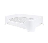 Dpofirs Dog Potty Training Tray with Stainless Steel Grid for Small (Milk | Pee Pad Holder, Puppy Mesh Training Toilet, Anti Slip Base, Easy Clean, for Indoor Use