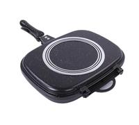 Dpofirs Double Sided Grill Pan, Square Double Sided Pressure Cooking Pan with 4000Gs Magnetic Lock and Non Stick, Die Cast Aluminum Alloy Two Frying for Indoor Outdoor (Square)