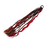 Dpofirs Dreadlock Ponytail Extension, Braided Ponytail Extension 22 Inches with Elastic Hair Tie for Music Festival Bohemian Style (Red Black)