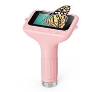 Dpofirs Handheld Digital Microscope 1000X Zoom HD Screen 8 LED Lights for Plants Hair Pocket Microscope for Students Adults (Rosy)
