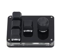 Dpofirs Industrial Gaming USB Mini Keyboard with Blue Switch and RGB Light, 4 Key 1 Knob Keyboard for Meetings and Games, Acrylic Black 3.46 X 2.56in