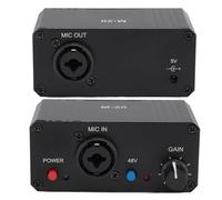 Dpofirs Mic Preamp, High Gain 48V Power XLR Output Mic Preamplifier, Microphone Preamp for Dynamic and Condenser Microphones Booster