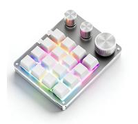 Dpofirs Mini Programmable Keypad with 16 Keys & 3 Knobs, Wired Shortcut Keyboard for PC, Laptop, Plug & Play, for Drawing, Volume Control, Gaming (White)