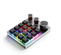 Dpofirs Mini Programmable Keypad with 16 Keys & 3 Knobs, Wired Shortcut Keyboard for PC, Laptop, Plug & Play, for Drawing, Volume Control, Gaming (Black)