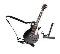 Dpofirs Miniature Electric Guitar, 18cm Black Wooden Guitar Model with Stand and Protective Case for Home Decor Music Room Display