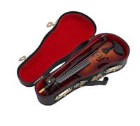 Dpofirs Miniature Violin, 14cm Basswood Wooden Violin Model with Display Stand and Case for Home Decor Music Room