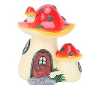 Dpofirs Mushroom House Cartoon Resin Miniature Sculpture for Home Garden Decor, Charming Mushroom Ornament for Desk or Garden Display