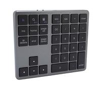 Dpofirs Number Pad, 35 Keys Bluetooth Numeric Keypad Rechargeable with Dual Mode for Wins for Android, Portable Financial Accounting Keypad for Laptop PC Tablet (Gray Black)