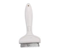Dpofirs Pet Grooming Brush, Deshedding Dog Cat Rake with Ergonomic Handle for Safe Undercoat Fur Removal Dematting Comb (White)