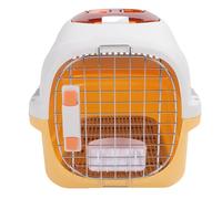 Dpofirs Plastic Pet Kennel, Top Window Travel Dog Crate Ventilation Pet Transport Box with Handle for Cat (Yellow)