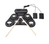 Dpofirs Portable Electronic Drum Set, Roll Up Drum Pad with Drumsticks 5 Sounds 8 Demo Songs 3 Rhythms Headphone Jack, Practice Music for Beginners