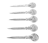 Dpofirs Retro Elegant Envelope Opener Set for Efficient Opening Experience for Office Home School, 5Pcs Zinc Alloy Letter Opener (Tree Pattern Silver)
