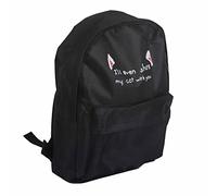 Dpofirs School Backpack Set Lightweight Cute Fashionable 4pcs for Women Students Travel Canvas A4 Files Blue (Black)