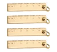 Dpofirs Small Brass Ruler, Mini Brass Ruler Keychain with 3mm Thickened and Clear Scale Markings, 4PCS 6cm Rulers for Measurement, School, and Decoration