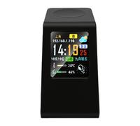 Dpofirs Smart WiFi Thermometer Hygrometer Clock (Black) | with Watch Charging Stand, Weather Display, Touch Control, Photo Frame, Calendar, Adjustable Brightness for Nightstand Desk
