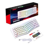 Dpofirs Split Ergonomic Keyboard, 69 Keys Wired Keyboard with RGB Backlighting for Desktop Laptop, Engraved Keycaps, USB C Detachable Cable (White)