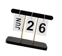 Dpofirs Standing Flip Desk Calendar, Wooden Desktop Calendar with Flip Design for Daily Date Display, Modern Reusable Perpetual for Office Desk, Home Shelf and Gift Idea (Black)