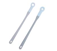 Dpofirs Toe Cleaning Brush, 2 Pcs Extra Long Handle Foot Scrubber for Shower Use, 3 in 1 Silicone Toe Cleaner and Exfoliator, No Bend Design for Home Foot Spa (Blue)
