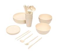 Dpofirs Unbreakable Dinnerware Sets, 44 Piece Reusable Cutlery Set with Microwave and Dishwasher Safe, Stackable Plates Bowls and Cups for 4 People Travel Camping Picnic Home Party