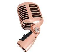 Dpofirs Vintage Dynamic Microphone, Zinc Alloy Retro Vocal Mic with Cardioid Pickup Pattern, Self Tensioning Rotating Rack for KTV Stage Performances (Rose Gold)