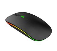 Dpofirs Wireless Computer Mouse, Ultrathin Portable Office and Home Mouse, Gaming Mouse with Colorful LED Light, 800,1200,1600 Adjustable DPI, Mouse for windows98/2000/XP ect(Black)