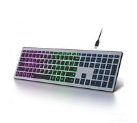 Dpofirs Wireless Keyboard, 110 Keys Full Size Keyboard with 7 Color RGB Light, Triple Mode BT 5.0 2.4G, Rechargeable for Wins for IOS for Android