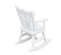 Dpofirs Wood Dollhouse Rocking Chair, White 1:12 Scale Miniature