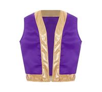 dPois Boys Toad Super Brother Costume Arabian Prince Open Front Vest Waistcoat Halloween Party Dress Up Purple 15-16 Years